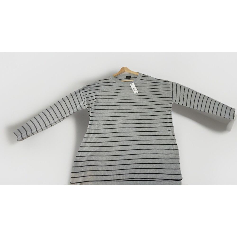 Worthington Pullover Sweater Gray Black Striped Acrylic Rayon XXLT Tall NWT